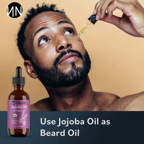 Miniatura 8 de Natnique Aceite de jojoba orgánico, cepillo incluido, certificado USDA, prensado en frío, sin refinar y sin hexano, hidratante puro para cabello