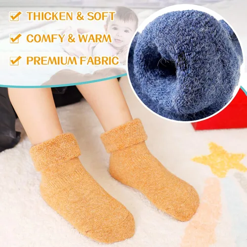 Miniatura 3 de Eyean Calcetines de lana con agarre para bebé, suaves, cálidos, gruesos, antideslizantes, para niños, niños y niñas, calcetines hasta la pantorrilla