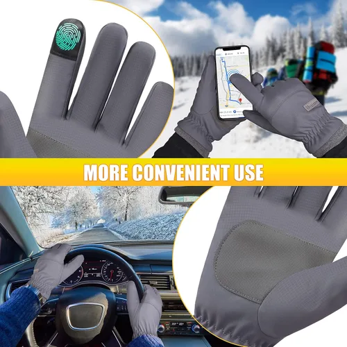 Miniatura 5 de ihuan Guantes de invierno impermeables a prueba de viento para hombre y mujer, guantes cálidos para clima frío, dedos con pantalla táctil