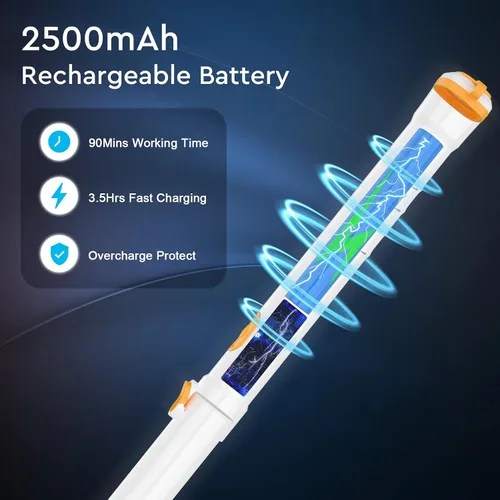 Miniatura 6 de Limpiador eléctrico giratorio KIKOLIN de alta velocidad de 380 RPM, cepillo de limpieza inalámbrico de 2 velocidades para baño, bañera, ducha, suelo