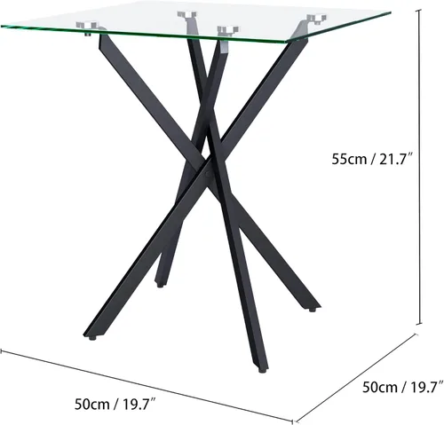 Miniatura 3 de Mesa auxiliar pequeña con patas de metal, mesa auxiliar cuadrada de vidrio templado moderna para sala de estar, sofá, oficina en casa