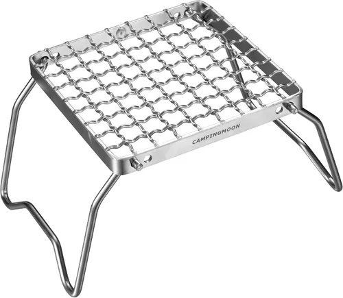 Miniatura 9 de Campingmoon - Parrilla plegable portátil para fogata sobre fuego, estufas divididas de acero inoxidable 304 (alambre de rejilla (MS-1011))