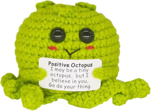 Miniatura 9 de Cabeza de Patata Positiva y Divertida con Tarjeta Mini de Crochet y Tejido para Apoyo Emocional Hecho a Mano, Regalos de Pepino, Decoración