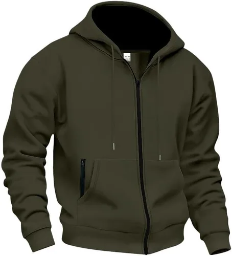 Miniatura 3 de LIZALIG Chaqueta de forro polar con capucha y cremallera completa para hombre con capucha ajustable y bolsillos delanteros seguros