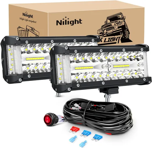Miniatura 12 de Nilight - Barra de luz lateral de 17,78 cm, triple fila, haz puntual y disperso, luz de trabajo todoterreno para camiones, SUV, ATV, UTV