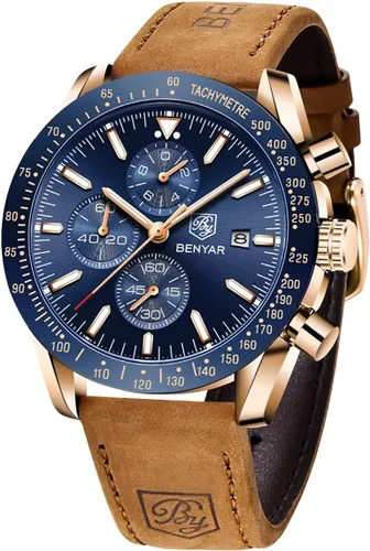 Miniatura 9 de BENYAR Reloj analógico de cuarzo cronógrafo impermeable luminoso de diseñador para hombre, reloj de pulsera para hombre, para negocios, trabajo