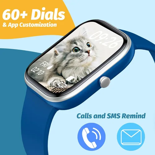 Miniatura 2 de YOUSOKU Reloj de seguimiento de actividad física para niños, IP68, impermeable, reloj inteligente con diales DIY de 1.5 pulgadas, 19 modos Azul
