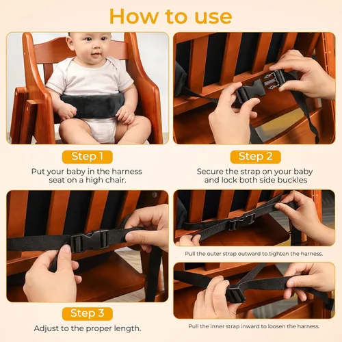 Miniatura 5 de Correas para silla alta, correa de seguridad universal para bebé, arnés para silla alta para bebés y niños pequeños (rosa)