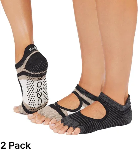 Miniatura 2 de Toesox Bellarina - Paquete múltiple de calcetines antideslizantes con agarre para pilates, barra, yoga, ballet, negro, carbón, Echo