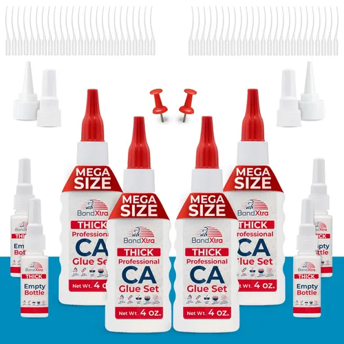 Miniatura 15 de Pegamento CA mediano de 2 onzas para carpintería, kit de superpegamento premium para torneado de madera con botellas adicionales, tapas