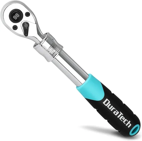 Miniatura 10 de DURATECH Trinquete de accionamiento extensible de 1/2 pulgadas, llave de trinquete reversible de 90 dientes con liberación rápida con mango