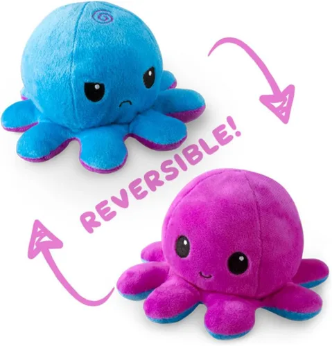 Miniatura 3 de TeeTurtle - El pulpo de peluche reversible original - Morado + azul - Bonitos animales de peluche sensoriales que muestran tu estado de ánimo, azul