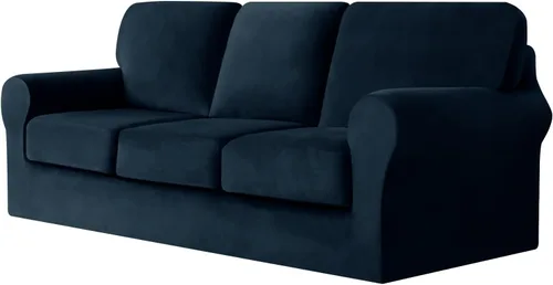 Miniatura 45 de UNBBRRL Fundas de sofá de 3 piezas para sofá, funda de terciopelo elástico para sillón con 1 funda de cojín de asiento y 1 funda de respaldo