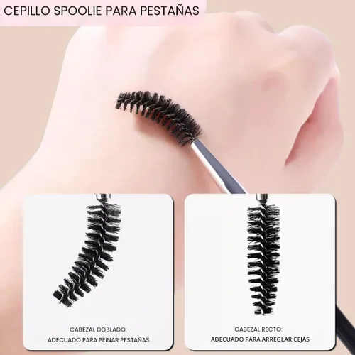 Miniatura 3 de KINGMAS Cepillo para Cejas Spoolie Profesional de Doble Punta con Ángulo para Delinear y Dar Forma a las Cejas o Pestañas (Negro)