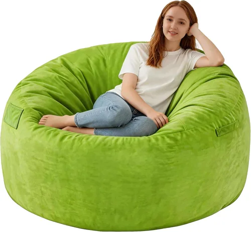 Miniatura 60 de Silla de Puf de 3 Pies, Sillas de Puf Cómodas con Relleno de Espuma Viscoelástica, Sofá de Puf Esponjoso con Funda de Terciopelo Holandés, Sillas