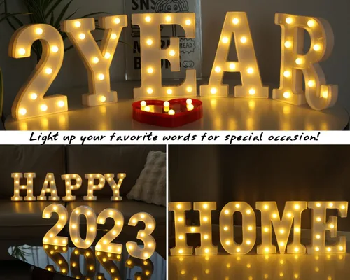 Miniatura 7 de Letras Iluminadas, Luces de Letras LED 26 del Alfabeto, Letra Decorativa Iluminada, Letras de Marquesina LED a Pilas para Fiesta, Bar, Luz Nocturna