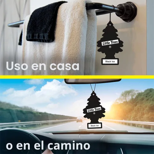 Miniatura 8 de Little Trees - Ambientador de árbol colgante que proporciona un aroma de larga duración para tu hogar o tu auto. Aroma Black Ice, 24 unidades Negro