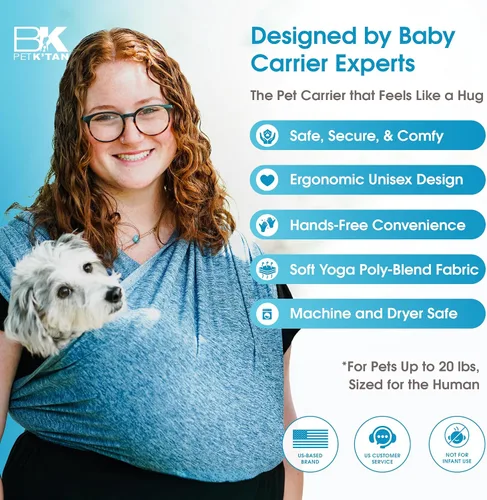 Miniatura 2 de Transportador portátil anti ansiedad para mascotas Baby K'tan – Abrazadora portátil y ajustable para gatos y perros de pequeño a mediano