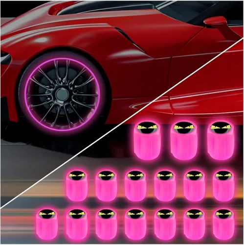 Miniatura 9 de 20 tapones fluorescentes para válvulas de neumáticos, tapones luminosos para válvula de aire de rueda de automóvil, accesorios de decoración