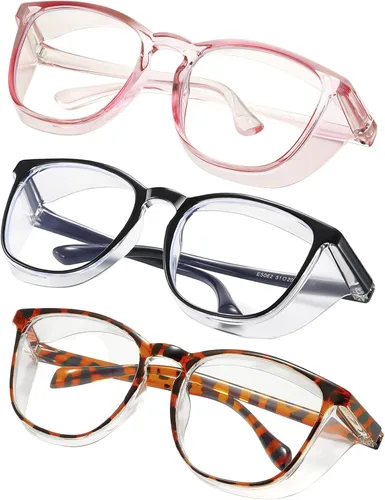 Miniatura 26 de Gafas de seguridad para enfermeras, gafas protectoras – Antivaho marco cuadrado elegante gafas transparentes para mujeres y hombres C16-negro Gery