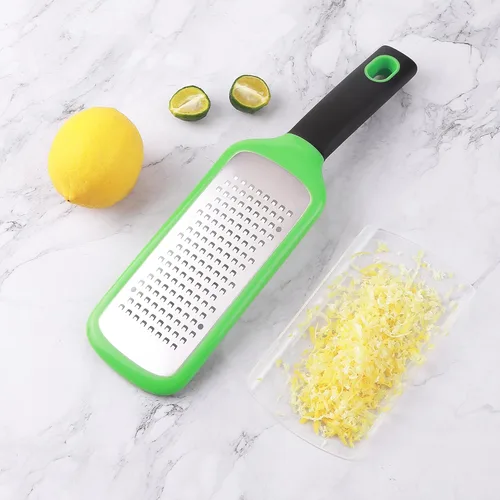 Miniatura 4 de Rallador de queso de mano, pelador de cítricos de limón de acero inoxidable, rebanador plano de mano para queso, limón, chocolate y especias/agujero