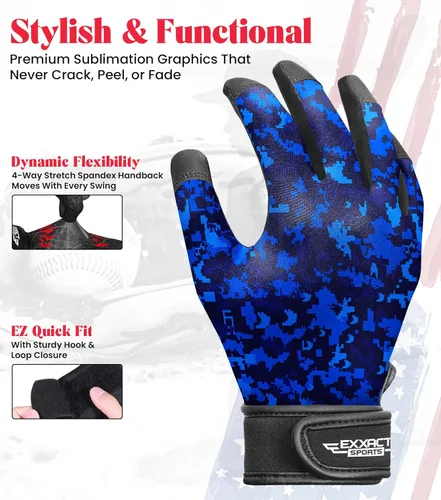 Miniatura 3 de Guantes de bateo para jóvenes de Exxact Sports con mangas para brazos para niños y niñas, guantes de béisbol para niños para bateo de sóftbol