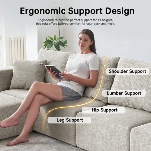 Miniatura 6 de 152" Modular Sectional Sofa,Large Boneless Couches for Living Room,Modern Plush Corduroy,Oversized Cloud Couch Sectional with Deep Seat,No