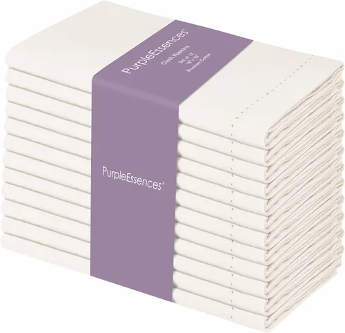 Miniatura 28 de PurpleEssences Juego de 6 servilletas de tela de vainica, 100% algodón, suaves, duraderas, lavables, ideales para bodas, Navidad, vacaciones