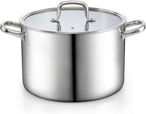 Miniatura 9 de Cook N Home Olla clásica de 4 cuartos de galón con revestimiento de tres capas, olla de acero inoxidable con tapa, olla de cocina para pasta