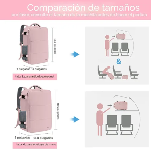 Miniatura 6 de Taygeer - Mochila de viaje para mujeres, mochila de cabina con puerto de carga USB y bolsa para zapatos, mochila TSA para laptop de 15.6 pulgadas