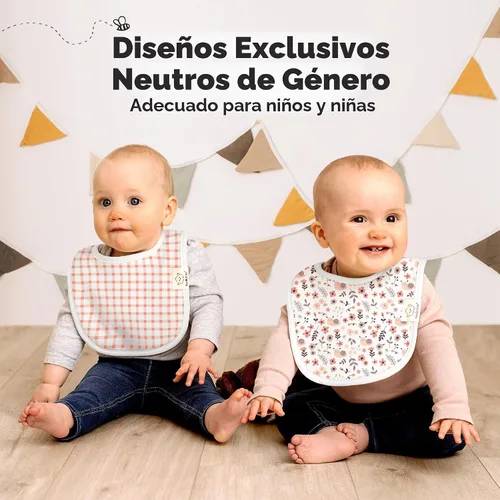 Miniatura 6 de Paquete de 8 baberos orgánicos para bebés, para niñas y niños, baberos de dentición para niños y niñas, baberos para recién nacidos (dulce encanto)