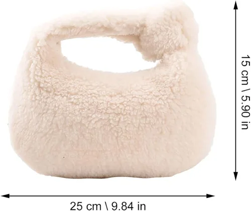 Miniatura 2 de VALICLUD Bolsa de felpa de invierno para dumpling de moda, bolsa de almacenamiento portátil, Blanco