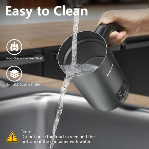 Miniatura 4 de BIZEWO Espumador de leche eléctrico, vaporizador de leche caliente y fría, calentador de leche automático 4 en 1 de acero inoxidable con pantalla