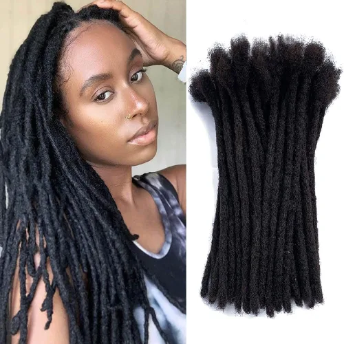 Miniatura 6 de Extensiones Loc de 0.2 in de diámetro, extensiones de rastas de cabello 100% humano para hombres y mujeres, con cobertura de cabeza completa, hechas