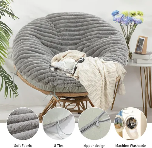 Miniatura 4 de HOMBYS Funda mullida y peluda para cojín de silla Papasan, solo funda de felpa de piel sintética (sin cojín), fundas de cojín extraíbles suaves