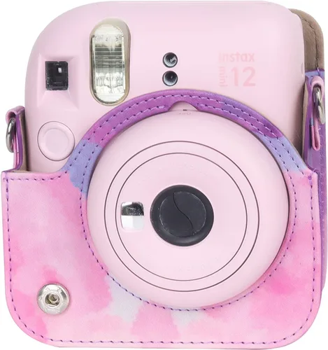 Miniatura 3 de Funda para cámara instantánea Fujifilm Instax Mini 12, funda de poliuretano con correa extraíble para cámara Fujifilm Instax Mini 12 (rosa/morado)