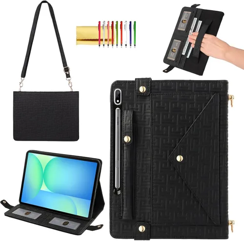 Miniatura 38 de Bolso Funda para Samsung Galaxy Tab S10 FE/S9 FE 10.9"/S9/S8/S7 11", Techcircle Folio con Soporte Cruzado, Billetera con Ranura para Lápiz S Pen
