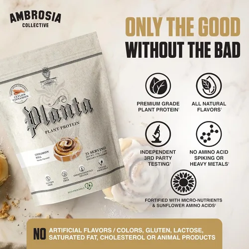 Miniatura 7 de Ambrosia Proteína en polvo a base de plantas de 0.71 oz Polvo de proteína de guisante vegano limpio Sin gluten y lácteos, apto para dieta