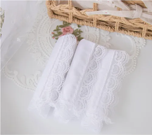 Miniatura 2 de Deeorla Pañuelo de encaje de algodón para mujer, pañuelos de boda blancos para mujer