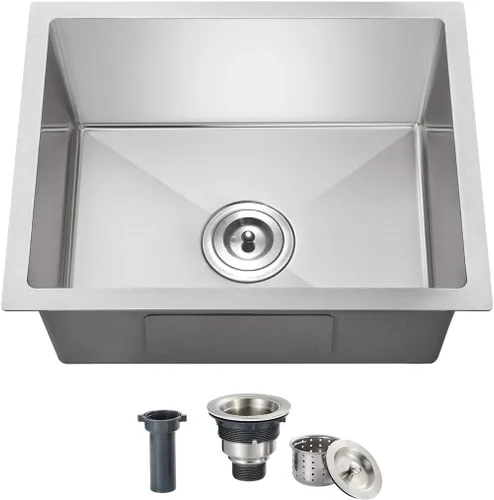 Miniatura 15 de Fregadero de cocina de 23 x 18 x 9 pulgadas, fregadero de cocina hecho a mano de acero inoxidable 304, radio ajustado R10, fregadero de cocina