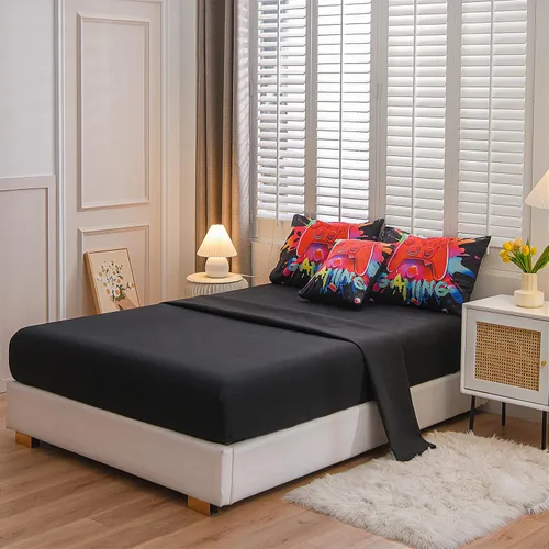 Miniatura 3 de Aimuan - Juego de ropa de cama para jugadores, conjuntos de edredón 3D con mando de juego para niños, botones de acción, controlador de juego Negro
