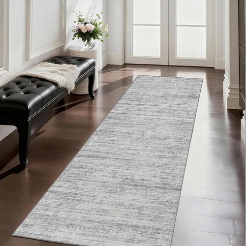 Miniatura 9 de Alfombras para pasillos antideslizantes 2x8, alfombra de pasillo moderna lavable para entrada, alfombra de piso suave resistente a manchas para Gris