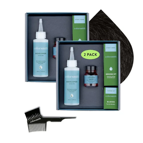 Miniatura 28 de Color de cabello y barba para mezclar grises, paquete de 2 unidades, marrón oscuro, sin amoníaco, kit completo de tinte para barba y cabello