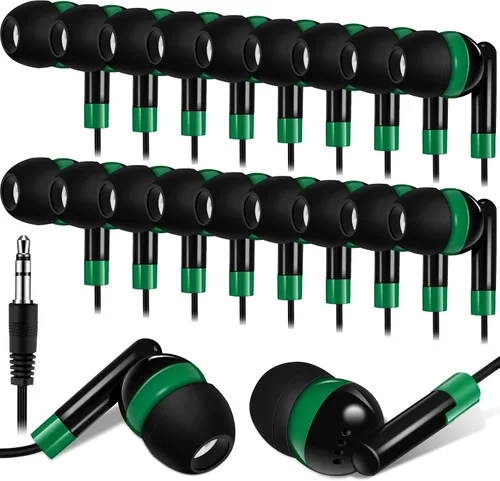 Miniatura 16 de Kanayu Paquete de 100 auriculares con cable a granel para aulas, auriculares básicos para estudiantes, sin micrófono, con conector de 0.138 in