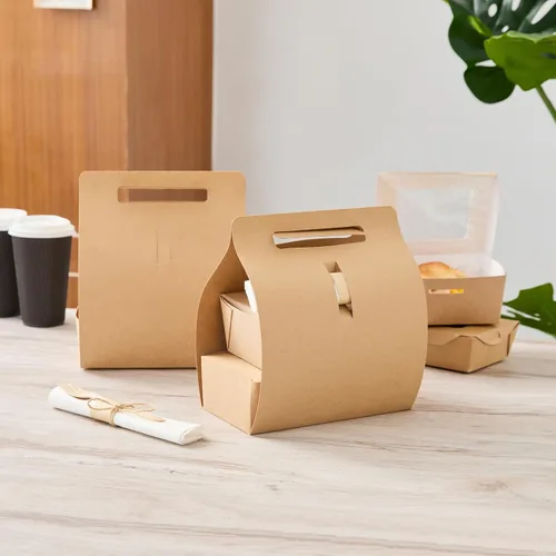 Miniatura 16 de Restaurantware Bio Tek - Loncheras de papel de 8.75 x 4.25 x 8 pulgadas con asas, 100 recipientes desechables de papel kraft para alimentos