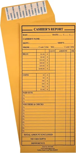 400 Cashier Depot - Sobre de informe del cajero MT230S, 4 1/2 x 10 3/8 pulgadas, resistente 24 libras. Kraft marrón, sobres de efectivo para saltar,