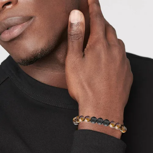Miniatura 6 de WAINIS 10 pulseras de cuentas de roca de lava para hombres y mujeres hematita de ojo de tigre ónix negro cuentas mate difusor de aceites esenciales