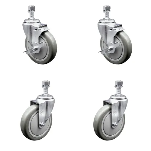 Miniatura 10 de Rueda giratoria de poliuretano con vástago roscado con rueda gris de 3 x 1.25 pulgadas y vástago de 1/2 pulgada - Capacidad de 300 libras/ruedas