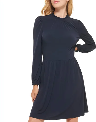 Miniatura 2 de Tommy Hilfiger Vestido de manga larga con cuello con volantes para mujer