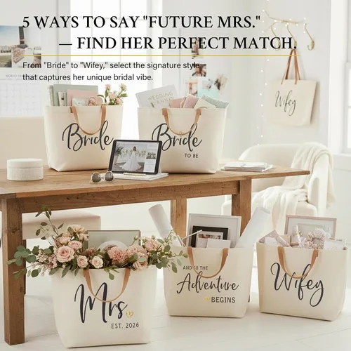 Miniatura 7 de ELEGANTPARK Mrs Bag Mrs Gifts 2025 Regalos para novia, bolsa de mano para boda, despedida de soltera, despedida de soltera, luna de miel, bolsa